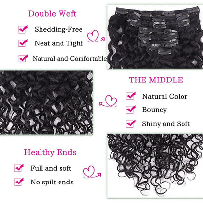 Kinky Curly Clip-in Haarverlängerung Echthaar 55cm Schwarz