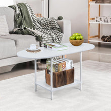 Ovaler Couchtisch mit Ablagefach, Weißer Holz