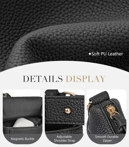 Damen Umhängetasche Crossbody Leder Handtasche Schultertasche Klein für Arbeit Einkauf Reise