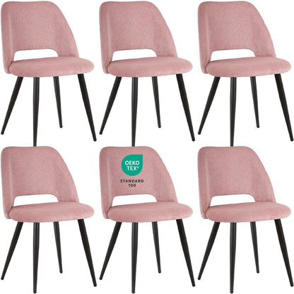 Esszimmerstühle 6er Set, Samt, Rosa – Modern & Komfortabel