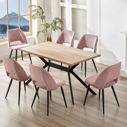 Esszimmerstühle 6er Set, Samt, Rosa – Modern & Komfortabel