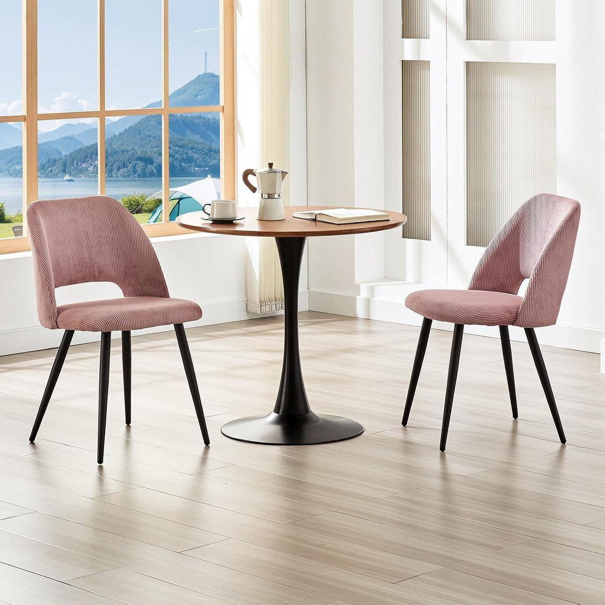 Esszimmerstühle 6er Set, Samt, Rosa – Modern & Komfortabel
