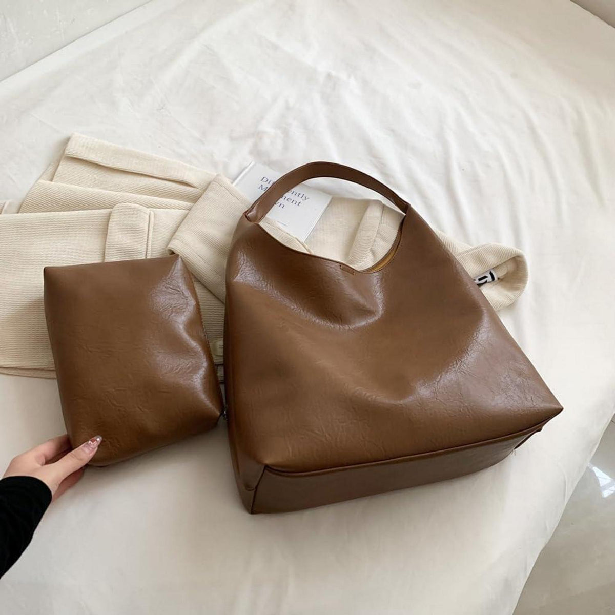Damen Handtasche Groß Weiches Leder Tote Bag Shopper Schultertasche