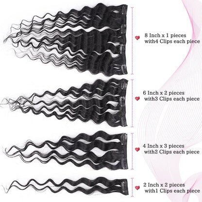 Deep Curly Echthaar Clip-Ins 45cm – Natürliches Schwarz