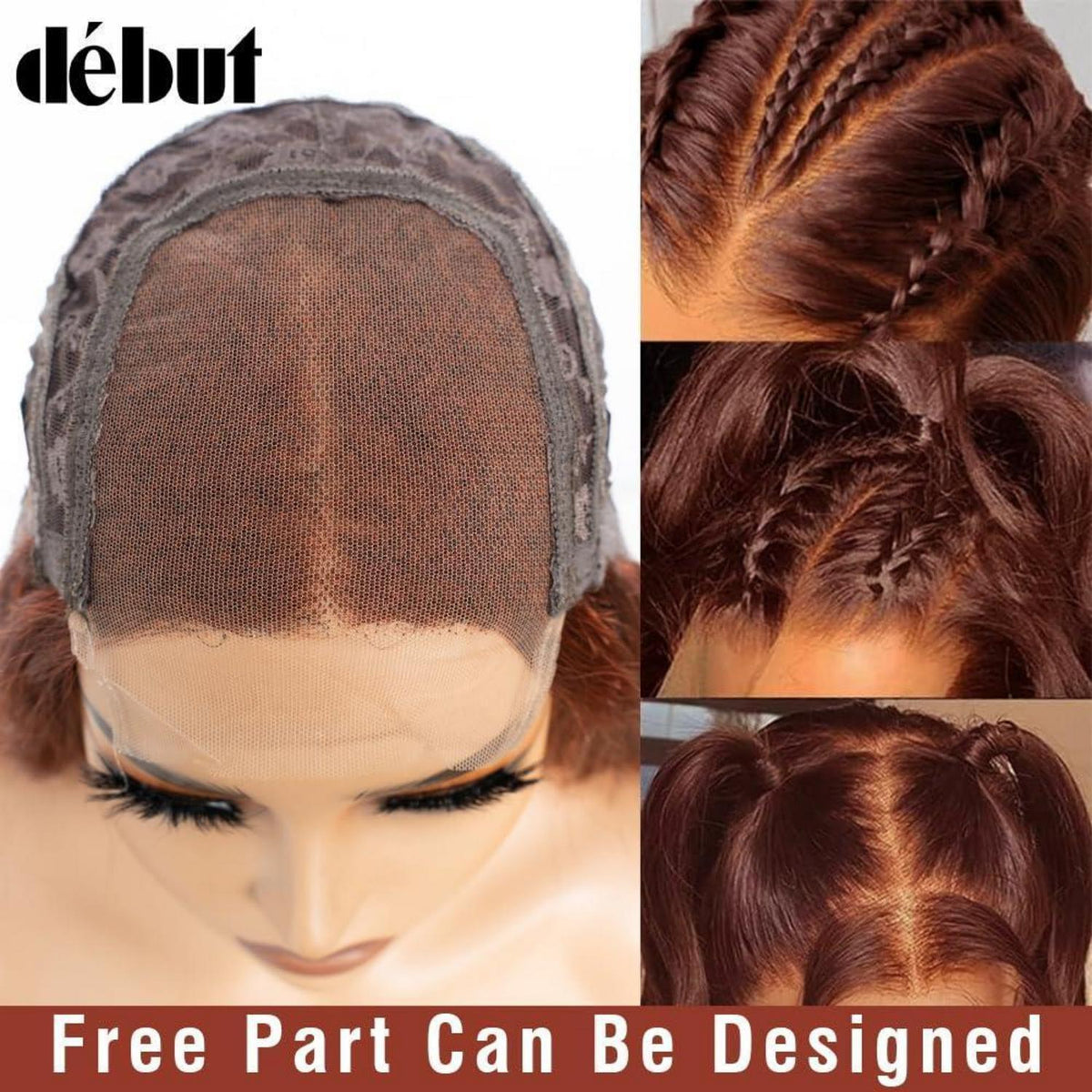 Rötlichbraune Body Wave Lace Front Perücke Echthaar 70cm