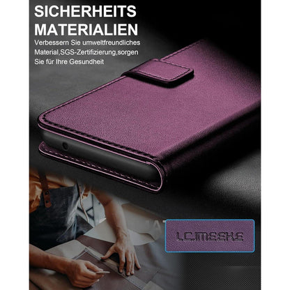 Samsung Galaxy A14 5G/4G Hülle mit Kartenfach & RFID-Schutz, abnehmbar, lila in Lederoptik