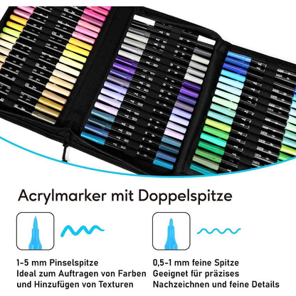Acryl Marker Set 72 Farben – Dual Tip für Kunst & DIY