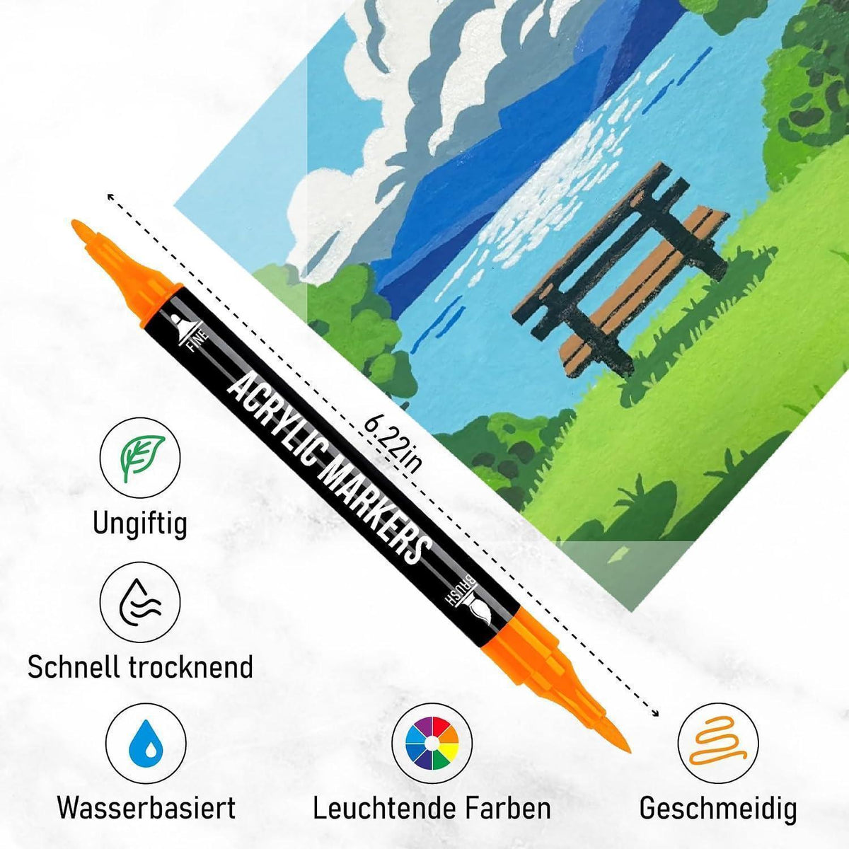 Acryl Marker Set 72 Farben – Dual Tip für Kunst & DIY