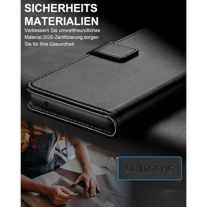 Abnehmbare Hülle mit Kartenfach für Samsung Galaxy A14 5G/4G, Schwarz in Lederoptik