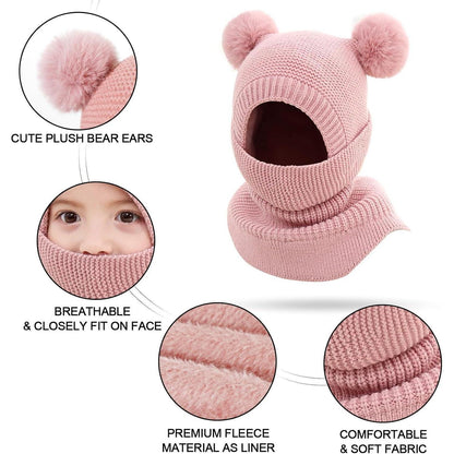 Winter Sturmhaube Kinder 2-5 Jahre, Warm & Winddicht Rosa