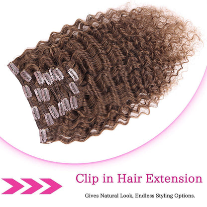 Deep Curly Echthaar Clip-Ins Dunkelbraun 55cm