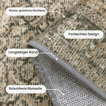 Vintage Teppich Wohnzimmer 200x290cm Hellbraun Rechteckig