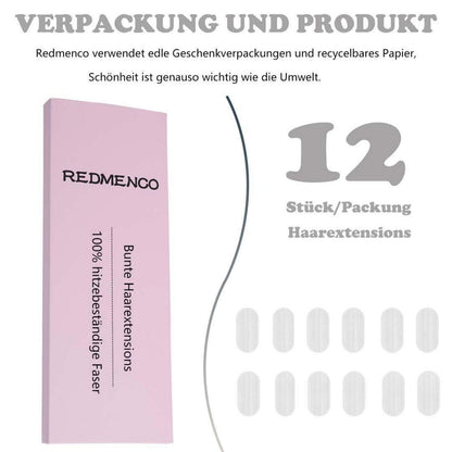 Clip-in Haarverlängerungen weiß, 12 Stück, 55 cm, hitzebeständig