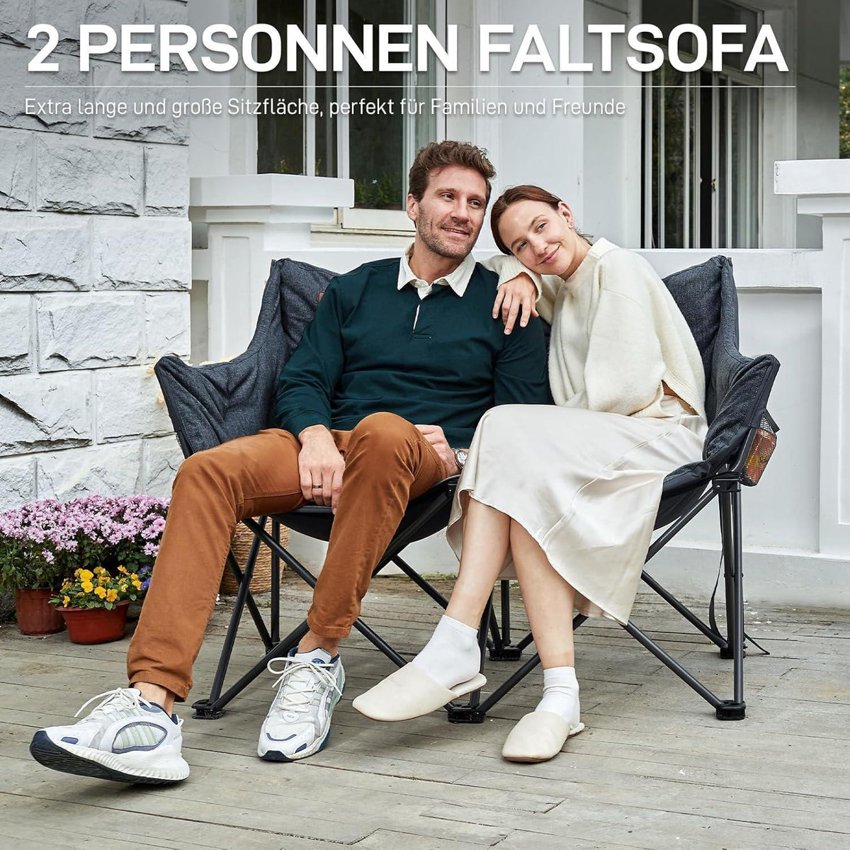 Luxus Camping Sofa für 2 Personen, 320kg belastbar, gepolstert, faltbar