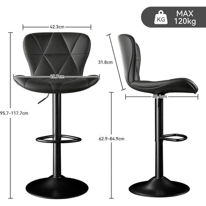 Barhocker 2er Set höhenverstellbar mit Rückenlehne, Hellgrau