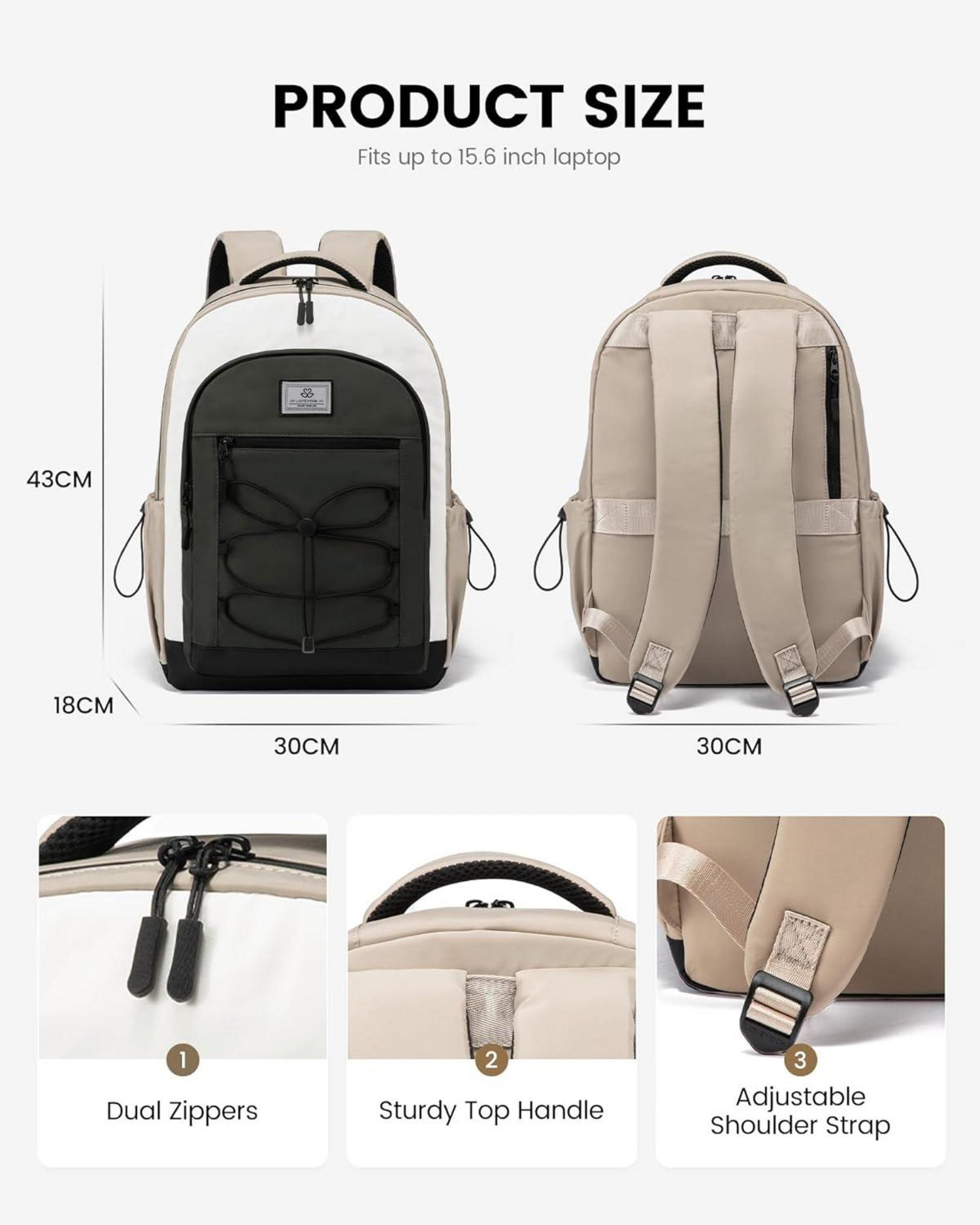 15,6 Zoll Schulrucksack mit Laptopfach für Damen Herren