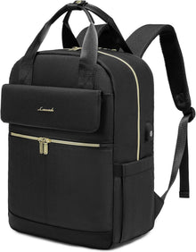 Rucksack Damen 17 Zoll Laptop Schultasche Wasserdicht Schwarz