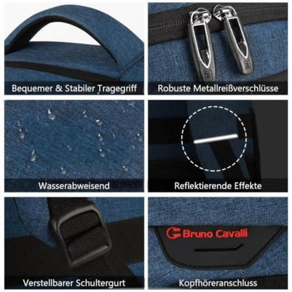 20 Zoll Laptop Rucksack Blau – Herren & Teenager Schulrucksack
