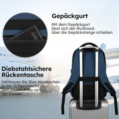 20 Zoll Laptop Rucksack Blau – Herren & Teenager Schulrucksack