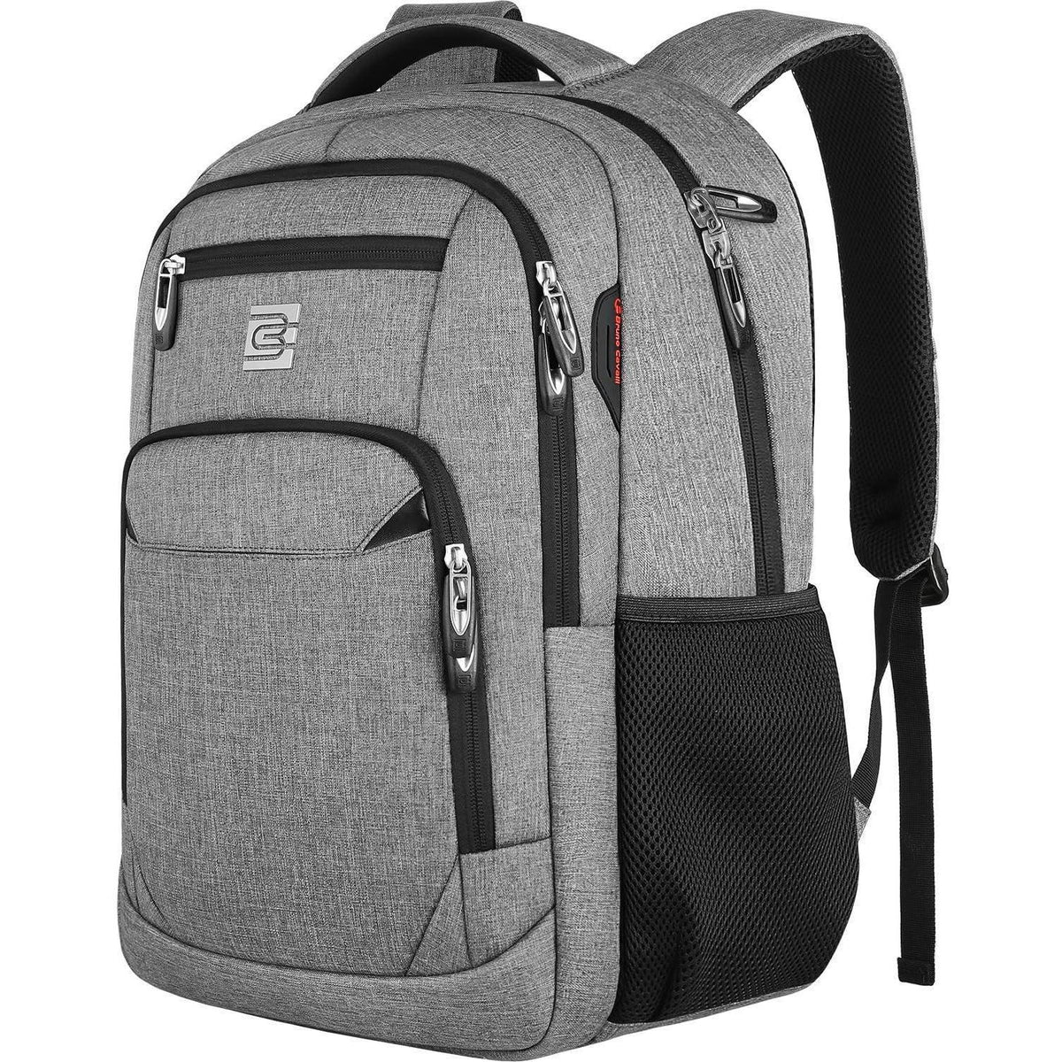 18 Zoll Laptop Rucksack Herren Grau – Schulrucksack mit Gepäckgurt