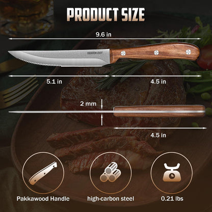 Steakmesser Set 4-teilig mit Holzgriff & Geschenkbox