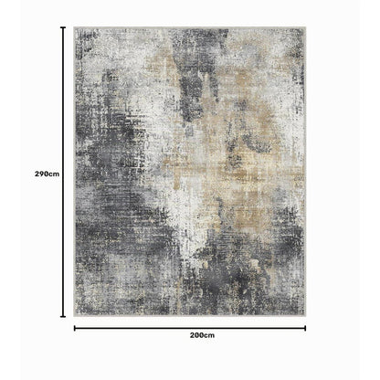 Moderner Wohnzimmerteppich Schwarz-Grau 200x290 cm, Rutschfest & Waschbar