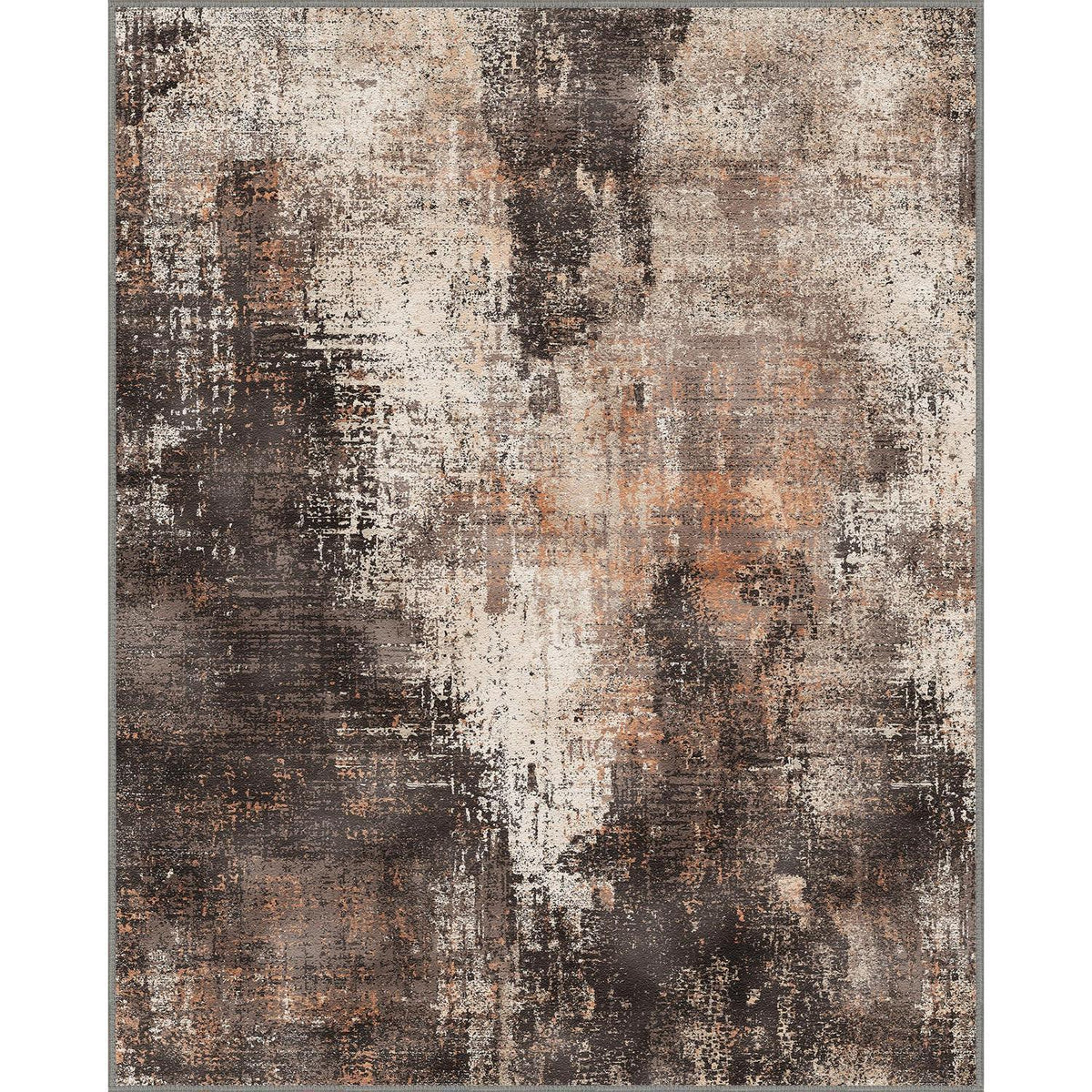 Moderner Wohnzimmerteppich 200x290 cm Rotbraun, Rutschfest & Waschbar