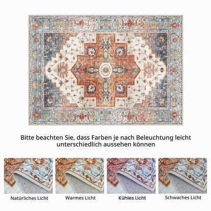 Vintage Teppich Waschbar Blau-Rot 160x230 cm