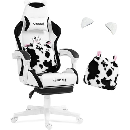 Gaming Stuhl Niedlich mit Ohren & Kawaii Kissen, Ergonomisch für Mädchen