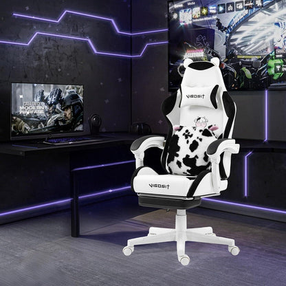 Gaming Stuhl Niedlich mit Ohren & Kawaii Kissen, Ergonomisch für Mädchen