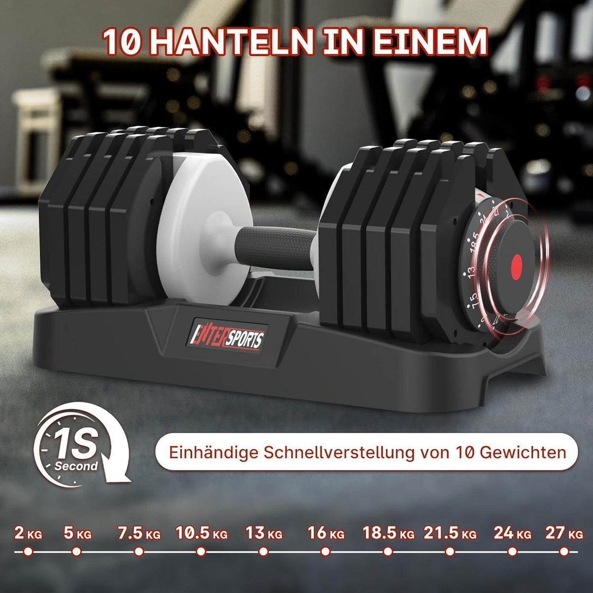 Verstellbare Hanteln 2-27kg für Home Gym, Platzsparend