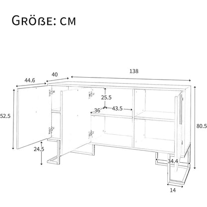 Weißes Sideboard mit 6 Schubladen & verstellbaren Regalen