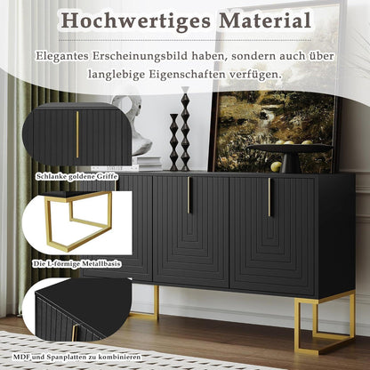 Kommode & Sideboard mit 6 Schubladen & 3 Türen, Schwarz