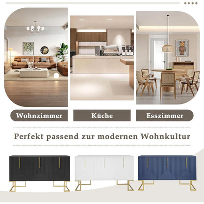 Kommode & Sideboard mit 6 Schubladen & 3 Türen, Schwarz
