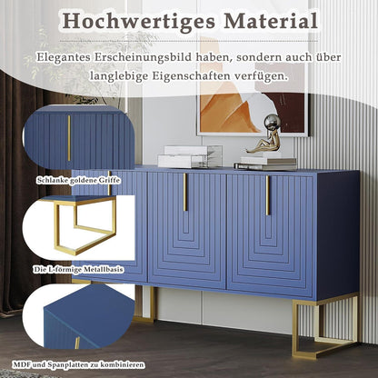 Kommode & Sideboard 6 Schubladen, 3 Türen, Marineblau