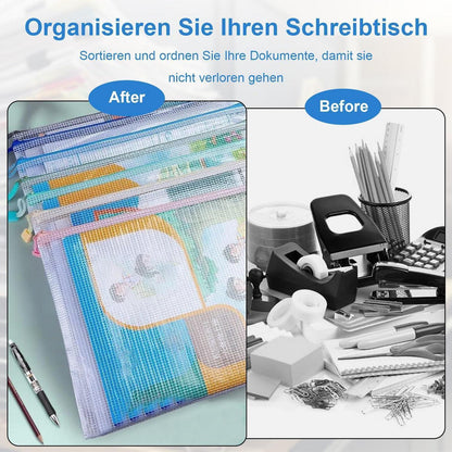 15x Dokumententasche Set A4/A5/A6 mit Reißverschluss & Mesh