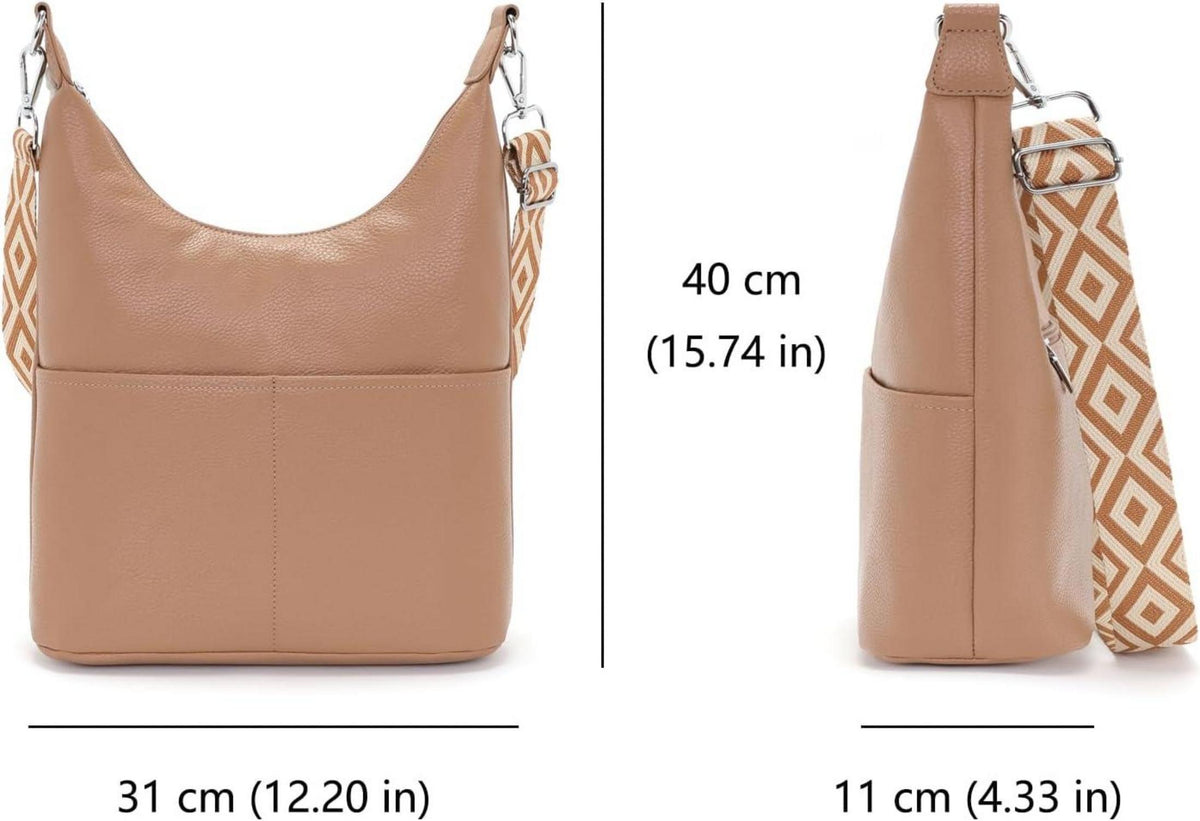 SOGYECS Polene Große Umhängetasche Damen Vegan Leder Schultertasche Khaki