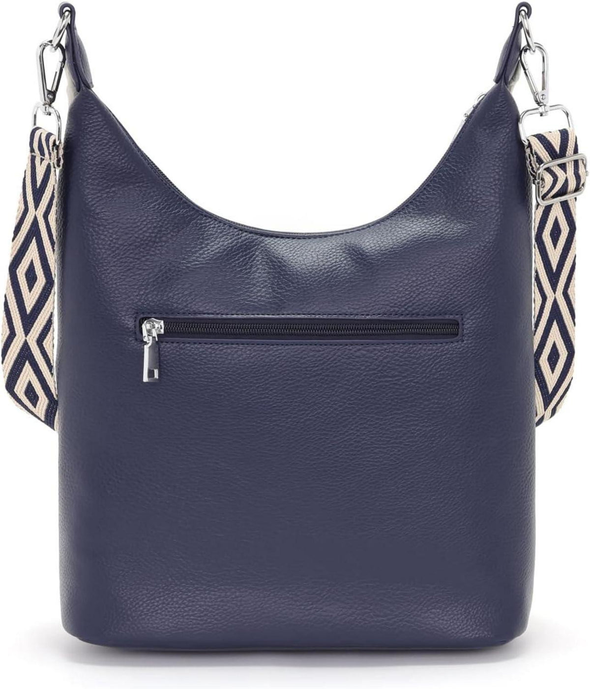 Umhängetasche Damen Groß Blau Vegan Leder Handtasche Mittelgroß Crossbody Bag