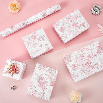 Geschenkpapier Blumenrosa – 43x10m Rolle für Hochzeitsgeschenke