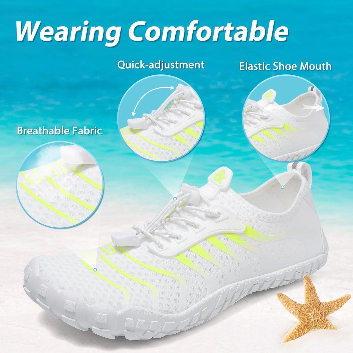 Wasserschuhe Damen Herren Schnell Trocknend Weiß 36-46EU