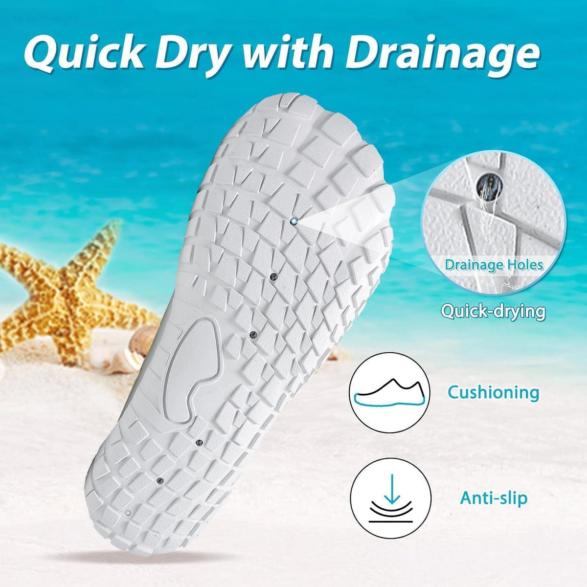 Wasserschuhe Damen Herren Schnell Trocknend Weiß 36-46EU