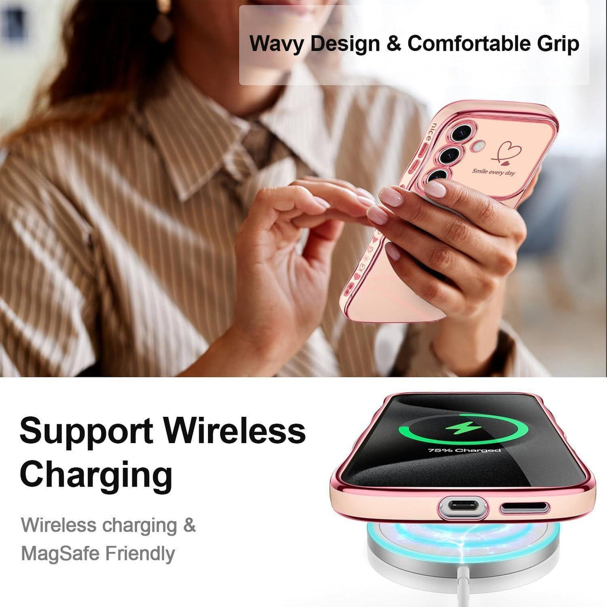 Handyhülle Samsung Galaxy S24 FE Mädchen Rosa Wellen Galvanisiert