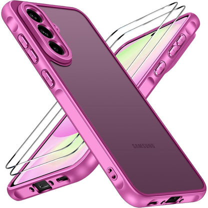 Samsung Galaxy A56 5G Hülle mit Panzerglas, matt durchscheinend, rosa