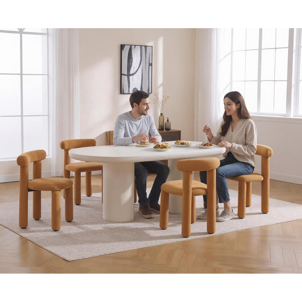 Gelbe Küchenstühle 2er Set Kunstfell Esszimmerstühle