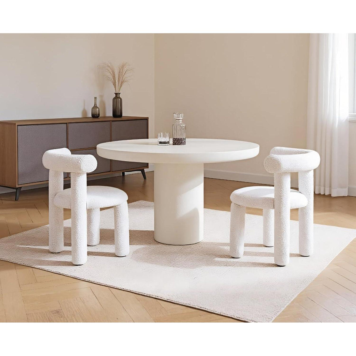 Küchenstühle 2er Set Kunstfell Weiß – Moderne Esszimmerstühle