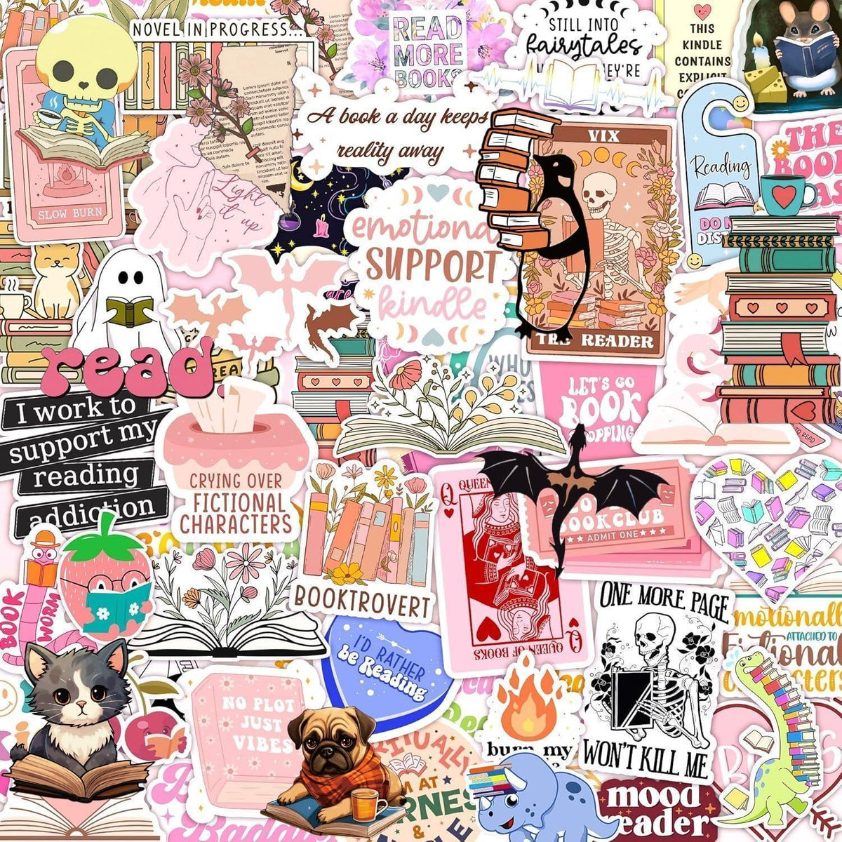 Buch Sticker Pack | 125 Wasserdichte Vinyl Aufkleber für Kindle & Laptop