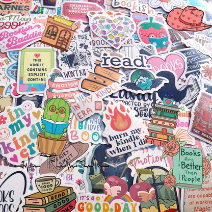 Buch Sticker Pack | 125 Wasserdichte Vinyl Aufkleber für Kindle & Laptop