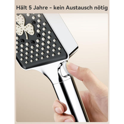Hochdruck Duschkopf mit 6 Strahlarten und Schlauch