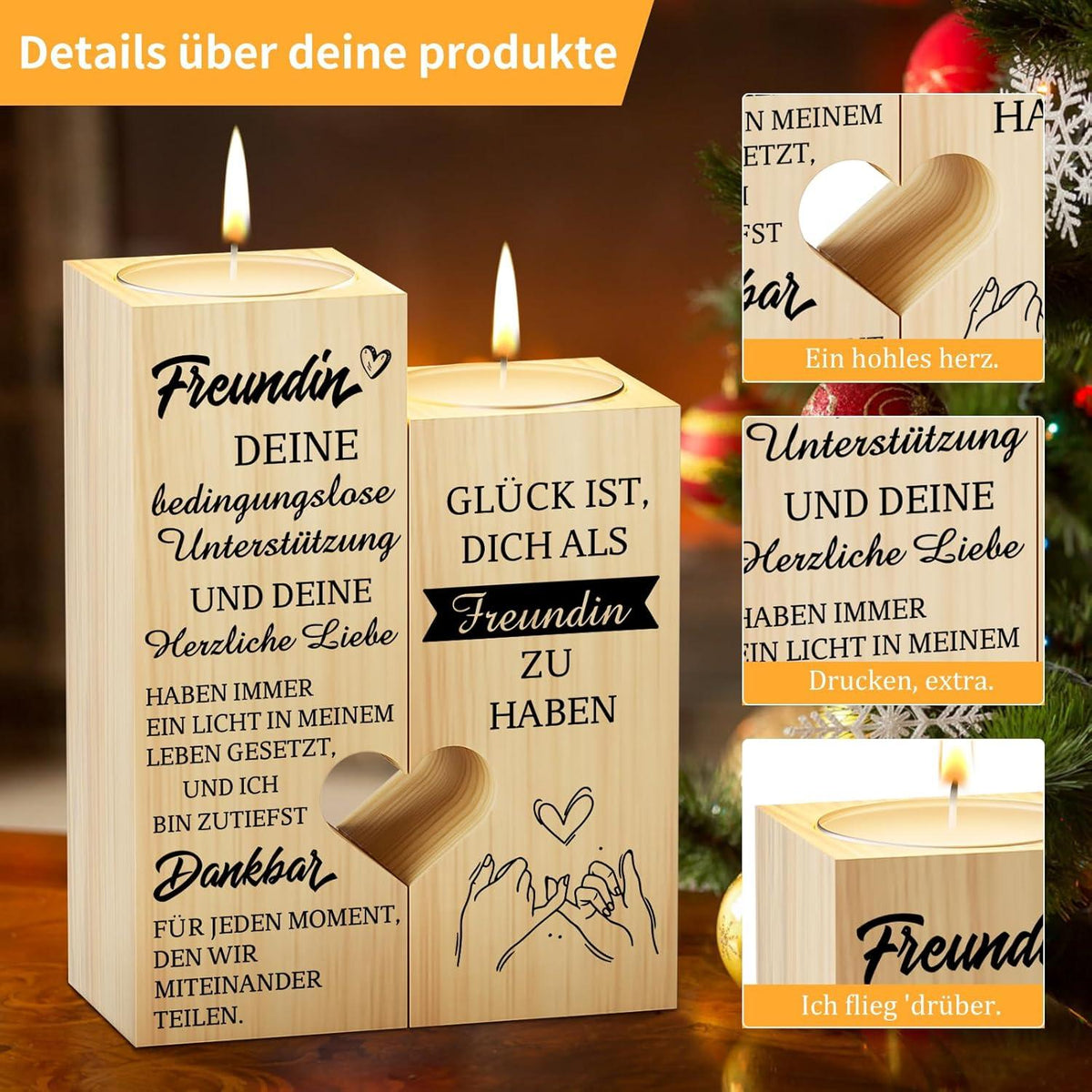 Herz Kerzenständer Freundin Geburtstag Weihnachten Valentine