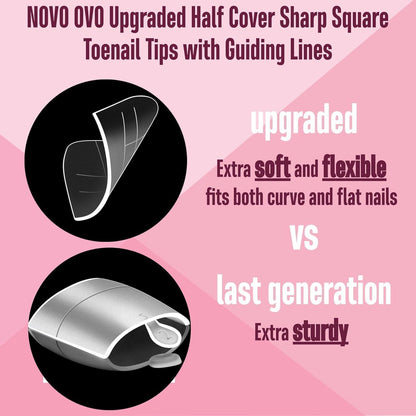 Zehennägel Aufkleben - Half Cover Soft Gel mit Linie - 300er Set